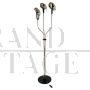 Reggiani design chromed steel floor lamp with three lights, 1960s