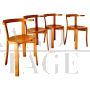 Set of 4 Bruno Rey style chairs in solid beech, Italy 1970s