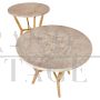 Pair of round tables in Carrara marble and brass, 1960s