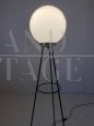 Stilnovo tripod floor lamp in iron and opaline glass, Italy 1950s