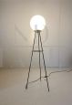 Stilnovo tripod floor lamp in iron and opaline glass, Italy 1950s