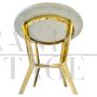 Pair of round tables in Carrara marble and brass, 1960s