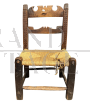 Antique and rare 17th century children's chair in walnut and straw
