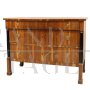 Antique Empire dresser in walnut with columns, 19th century Italy