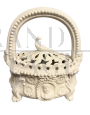 Antique worked and white enamelled ceramic warmer basket
