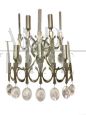 Set of 3 Gaetano Sciolari wall lights in nickel and crystal drops, 1960s