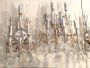 Set of 3 Gaetano Sciolari wall lights in nickel and crystal drops, 1960s