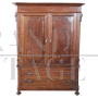 Antique late 19th century rustic wardrobe in solid walnut