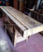 Vintage carpenter's bench with double vice from the 1950s, restored