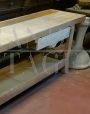 Vintage carpenter's bench with vice, double top and drawer