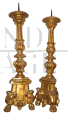 18th century candlesticks with gold leaf on all sides