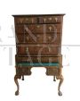 Antique English chest of drawers in walnut with writing desk