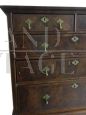 Antique English chest of drawers in walnut with writing desk