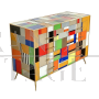Vintage chest of drawers covered in multicolored Murano glass, 1980s