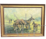 Grazing Horses - Antique Oil Painting on Canvas from 1900