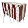 Dresser of 4 drawers in white and burgundy glass