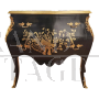 Baroque style dresser in black lacquered wood with golden decorations