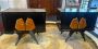 Pair of 1950s bedside tables in black lacquered wood and birch briar