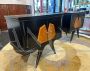Pair of 1950s bedside tables in black lacquered wood and birch briar