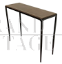 Iron console with brown leather top