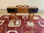 Art Deco console in walnut briar and ebonized wood                            