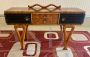 Art Deco console in walnut briar and ebonized wood                            