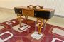 Art Deco console in walnut briar and ebonized wood
