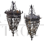 Pair of large wrought iron lanterns from the early 1900s