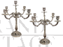Pair of silver metal candelabras, 1980s