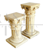 Pair of Travertine marble columns with Corinthian style capitals, Italy 1940s