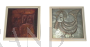 Pair of decorative copper and brass tiles in Schaffenacker style, 1970s
