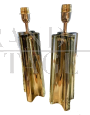 Pair of Cross lamps by Stefano Toso in gold Murano glass