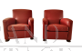 Pair of Frau armchairs model Tabarin in red leather
