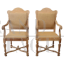 Pair of armchairs in natural poplar wood with jute seat                      
                            