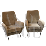 Pair of vintage reclining armchairs in dove gray velvet
