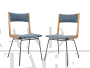 Pair of Boomerang chairs by Carlo De Carli in blue skai leather