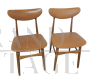 Pair of vintage chairs in beech and brown imitation leather, 1950s