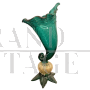 Cornucopia in emerald green artistic glass with gold dust, Italy 1950s