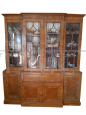 Antique English bookcase with cathedral glass doors