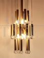 Sciolari chandelier from the 70s in brass and glass