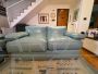 Pair of Poltrona Frau sofas in sky blue leather