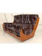 G-Plan sofa in brown leather and teak wood       