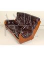 G-Plan sofa in brown leather and teak wood