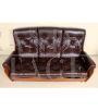 G-Plan sofa in brown leather and teak wood