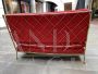 Maison Baguès style sofa in gold metal and red Alcantara