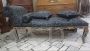 Antique Louis XIV settee daybed upholstered in blue San Leucio silk             
