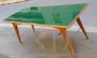 Vintage dining table with green glass top                            