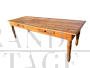 Large antique farmhouse table in cherry wood with inlays, Italy 19th century