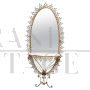 Large oval wall mirror with console, 1950s