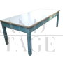 Large rustic vintage light blue lacquered table with formica top    